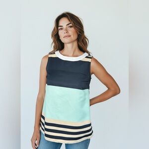 Troubadour Navy Mint Colorblock Sleeveless Top Size 0